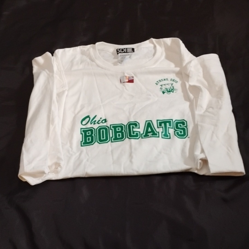 SDI Ohio Bobcats White Graphic Tee with Green Print